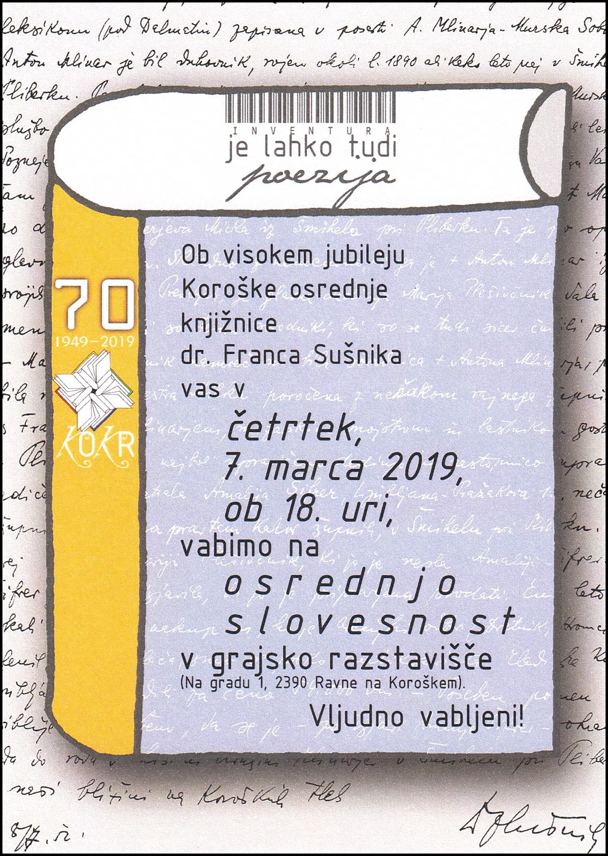 70 LET KOROŠKA OSREDNJA KNJIŽNICA DR. FRANCA SUŠNIKA
